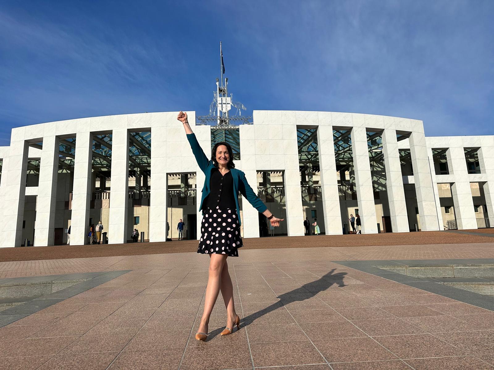 Dr Jane Tiller outside Parliament House